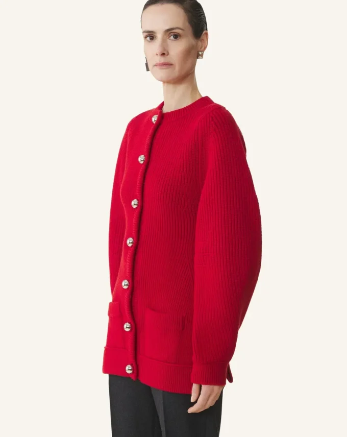 Cardigan din lână cu nervuri Cardigan din lână cu nervuri