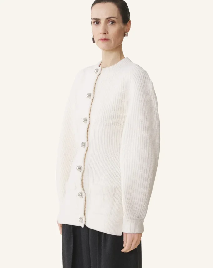 Cardigan din lână cu nervuri Cardigan din lână cu nervuri