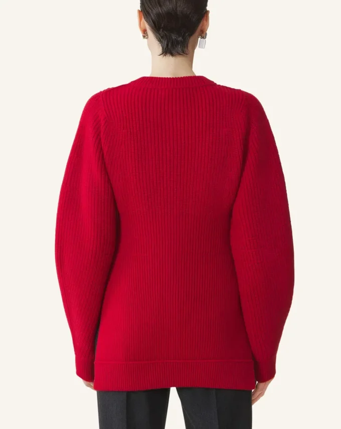 Cardigan din lână cu nervuri Cardigan din lână cu nervuri