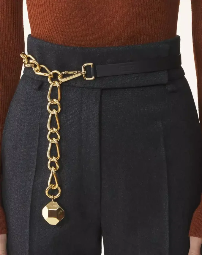 Catch by Lanvin Cureaua din piele și lanț metalic Catch by Lanvin Cureaua din piele și lanț metalic