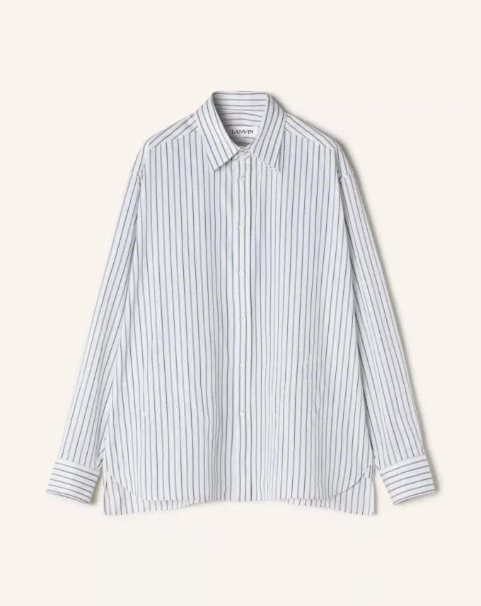 Cămașă oversized din poplin de bumbac cu dungi Cămașă oversized din poplin de bumbac cu dungi