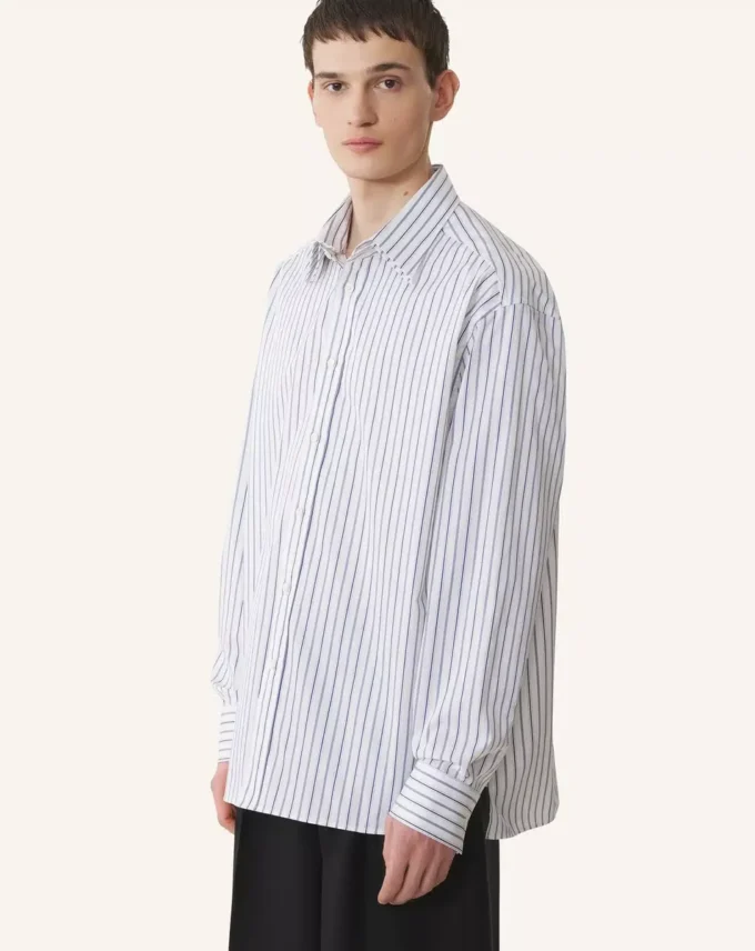 Cămașă oversized din poplin de bumbac cu dungi Cămașă oversized din poplin de bumbac cu dungi