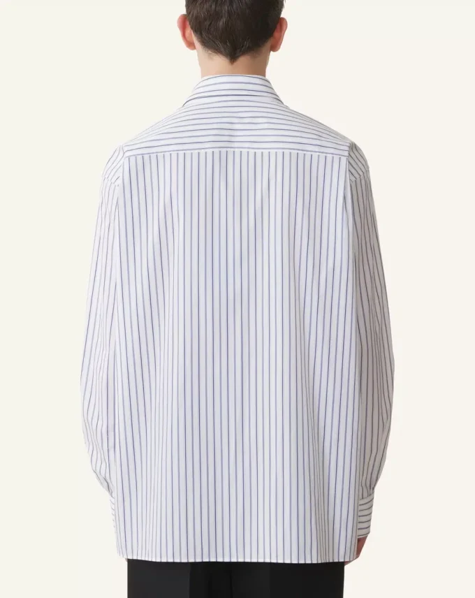 Cămașă oversized din poplin de bumbac cu dungi Cămașă oversized din poplin de bumbac cu dungi