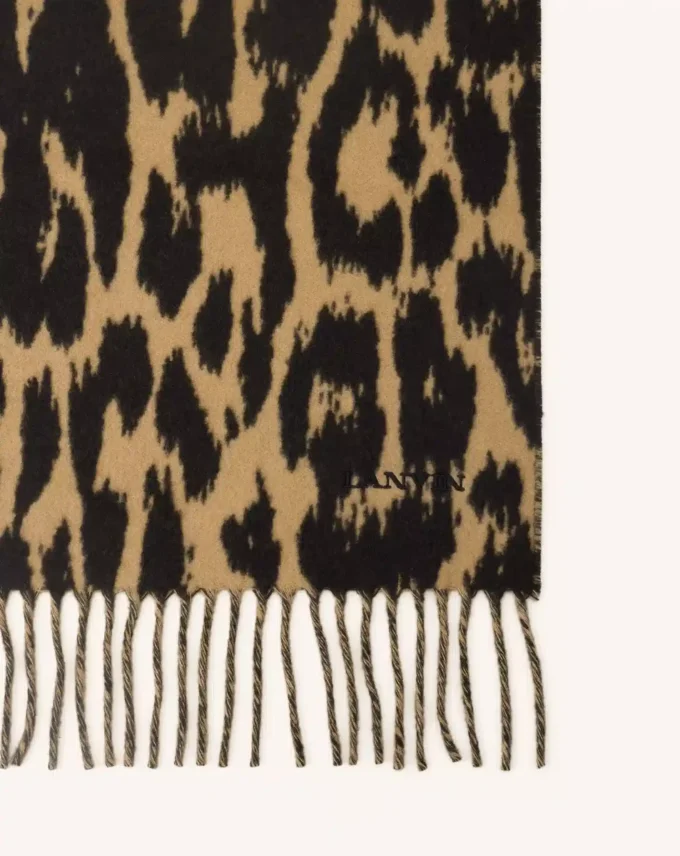 Eșarfă din lână cu imprimeu leopard