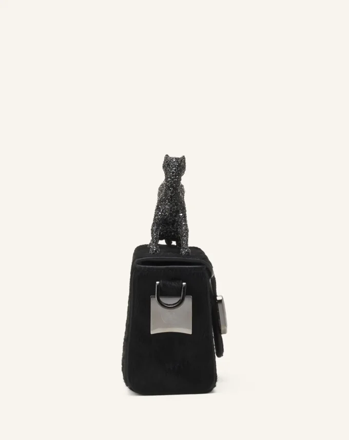 Geantă din piele Nano Pencil Cat cu efect Pony și strasuri Geantă din piele Nano Pencil Cat cu efect Pony și strasuri
