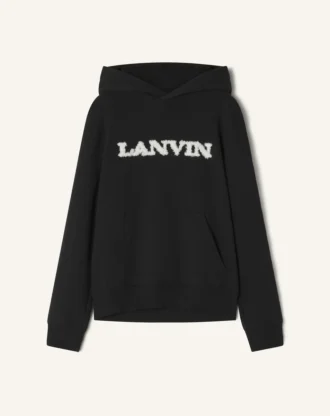 Hanorac cu glugă din bumbac și piele de oaie Lanvin