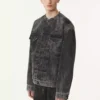 Jacheta din denim spălat, croială largă Jacheta din denim spălat, croială largă