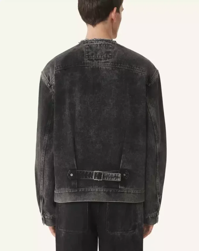 Jacheta din denim spălat, croială largă Jacheta din denim spălat, croială largă