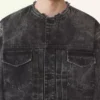 Jacheta din denim spălat, croială largă Jacheta din denim spălat, croială largă