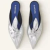 Mule Midnight Step Bow din piele metalizată Mule Midnight Step Bow din piele metalizată