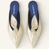 Mule Midnight Step Bow din piele metalizată Mule Midnight Step Bow din piele metalizată