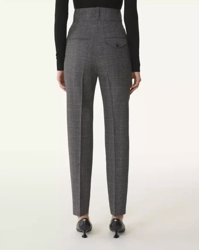 Pantaloni cigarette din lână Prince of Wales Pantaloni cigarette din lână Prince of Wales