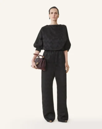 Pantaloni fluizi din viscoză jacquard