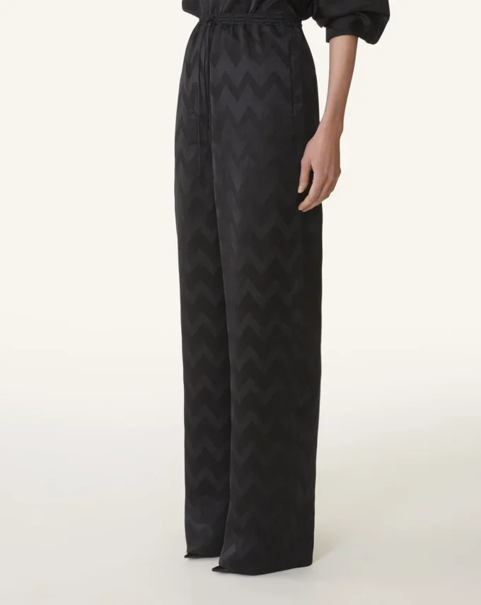 Pantaloni fluizi din viscoză jacquard Pantaloni fluizi din viscoză jacquard