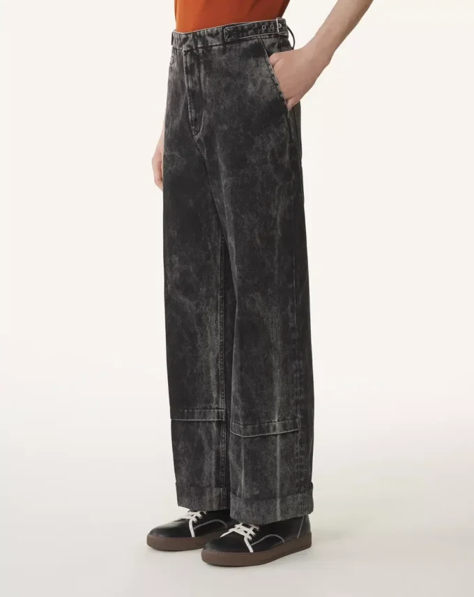 Pantaloni largi din denim spălat Pantaloni largi din denim spălat