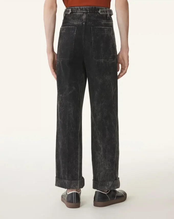 Pantaloni largi din denim spălat Pantaloni largi din denim spălat