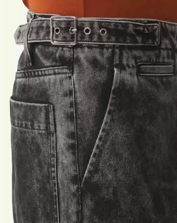 Pantaloni largi din denim spălat Pantaloni largi din denim spălat