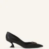Pantofi cu toc din piele Midnight Step cu cataramă
