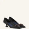Pantofi cu toc din piele Midnight Step cu cataramă