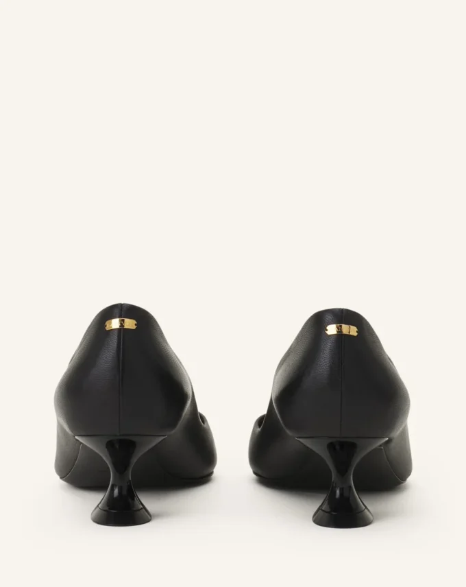Pantofi cu toc din piele Midnight Step cu cataramă