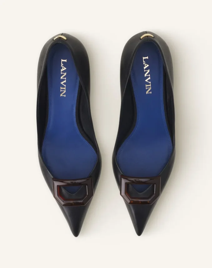 Pantofi cu toc din piele Midnight Step cu cataramă