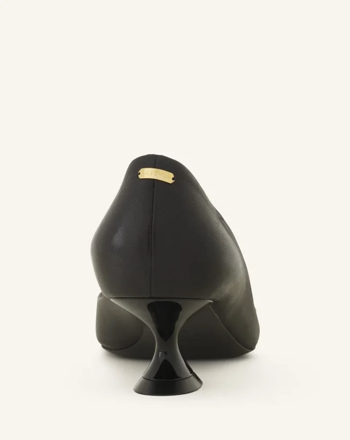 Pantofi cu toc din piele Midnight Step cu cataramă