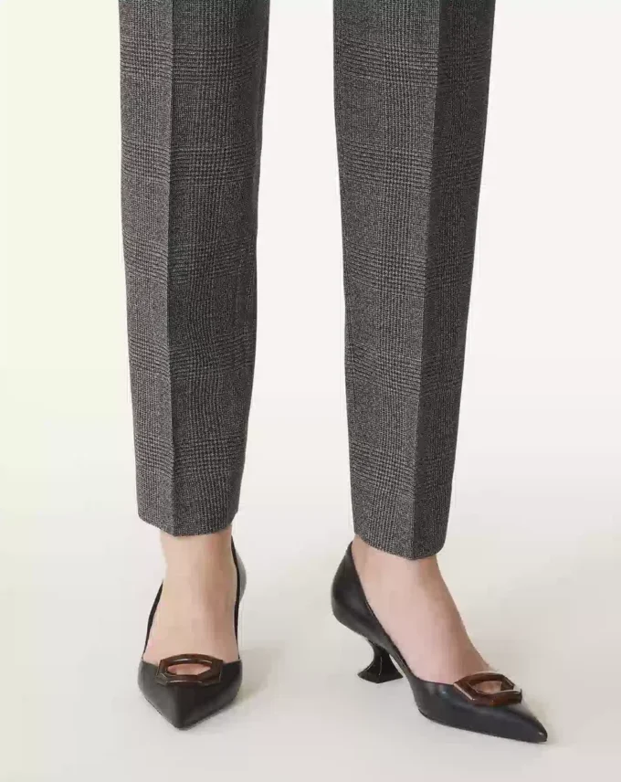 Pantofi cu toc din piele Midnight Step cu cataramă