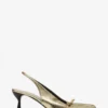 Pantofi cu toc înalt și baretă în spate Lanvin Bow din piele metalizată crăpată Pantofi cu toc înalt și baretă în spate Lanvin Bow din piele metalizată crăpată