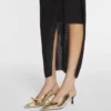 Pantofi cu toc înalt și baretă în spate Lanvin Bow din piele metalizată crăpată Pantofi cu toc înalt și baretă în spate Lanvin Bow din piele metalizată crăpată