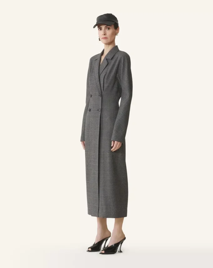 Rochie din lână Prince of Wales cu două rânduri de nasturi Rochie din lână Prince of Wales cu două rânduri de nasturi