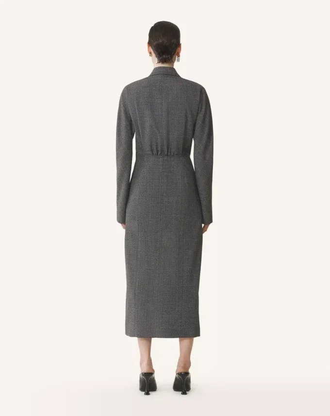 Rochie din lână Prince of Wales cu două rânduri de nasturi Rochie din lână Prince of Wales cu două rânduri de nasturi