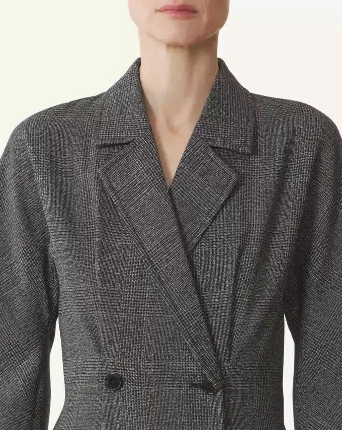 Rochie din lână Prince of Wales cu două rânduri de nasturi Rochie din lână Prince of Wales cu două rânduri de nasturi