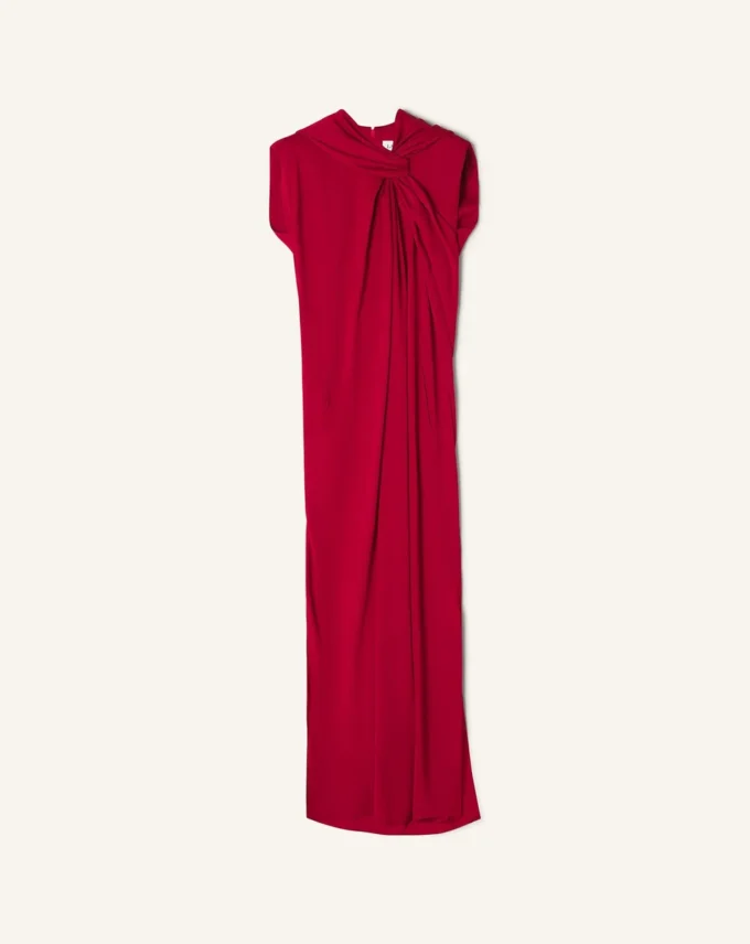 Rochie lungă cu nod din satin