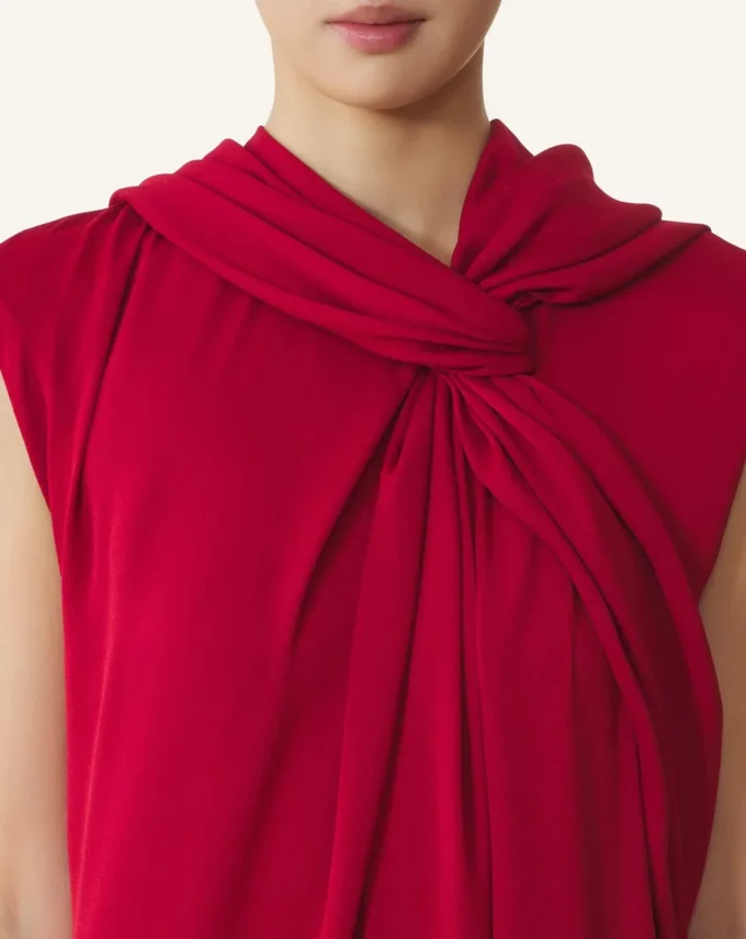 Rochie lungă cu nod din satin