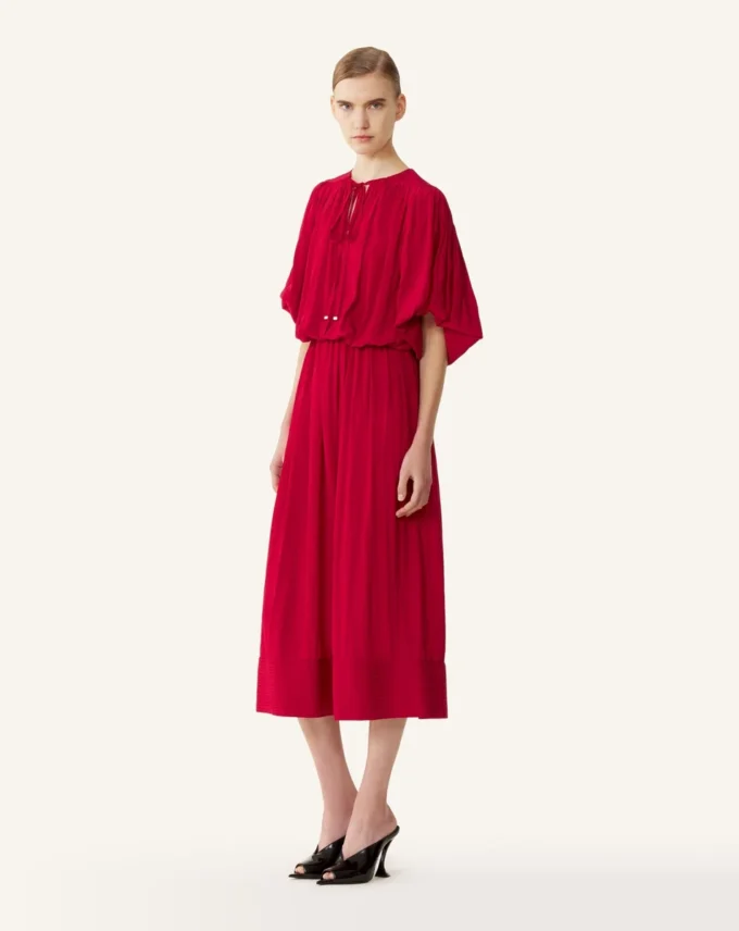 Rochie midi din charmeuse
