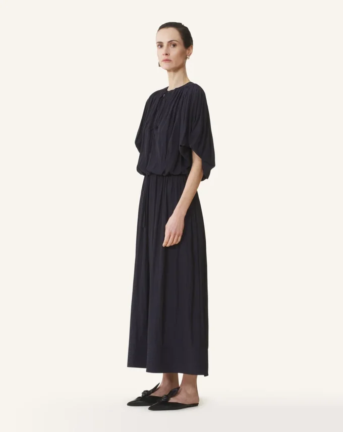 Rochie midi din charmeuse