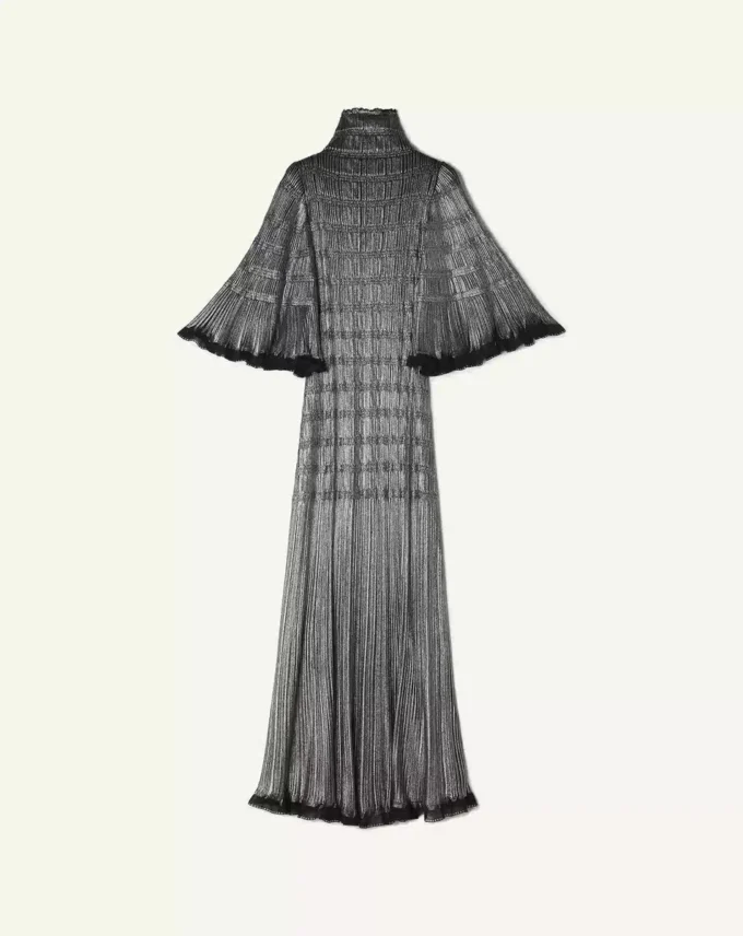 Rochie midi din viscoză metalizată