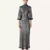Rochie midi din viscoză metalizată
