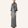 Rochie midi din viscoză metalizată