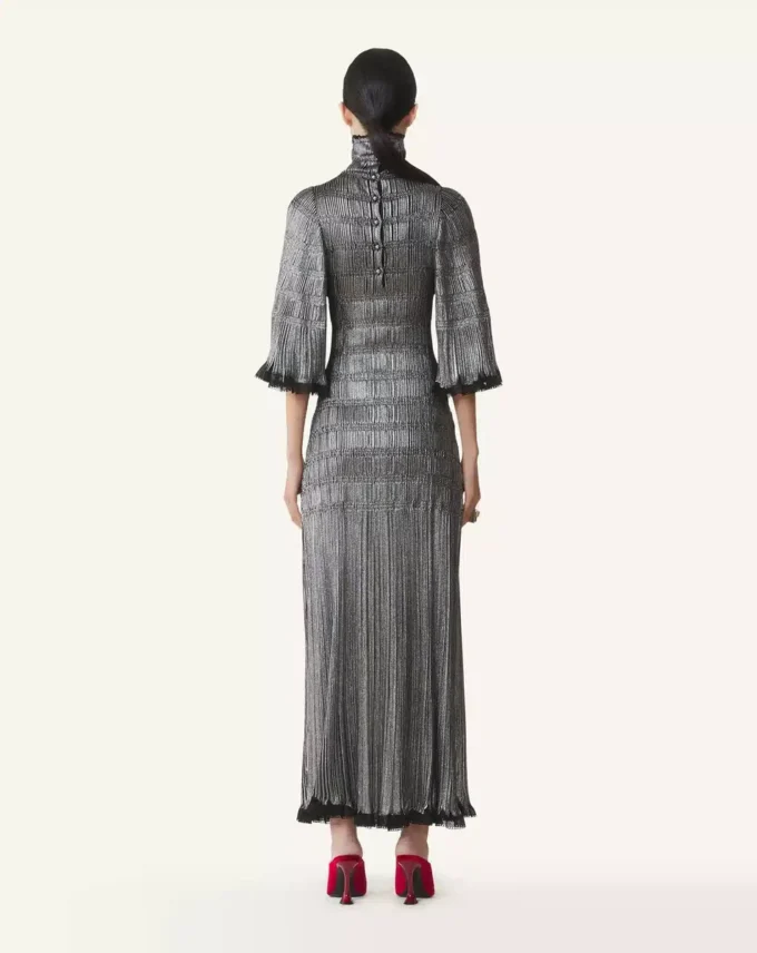 Rochie midi din viscoză metalizată