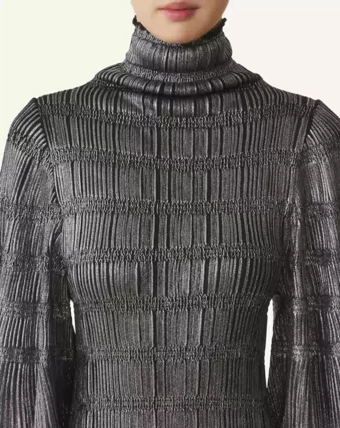 Rochie midi din viscoză metalizată