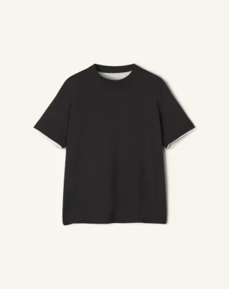 Tricou din bumbac cu detalii din mătase