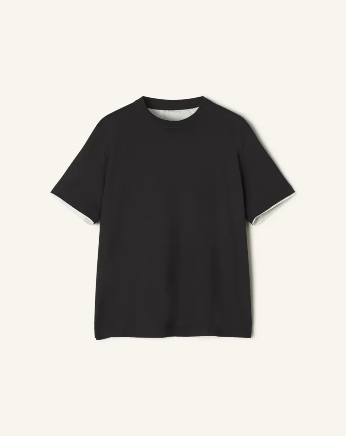 Tricou din bumbac cu detalii din mătase Tricou din bumbac cu detalii din mătase