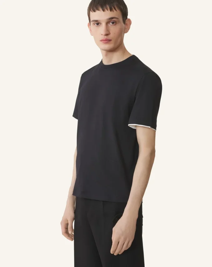 Tricou din bumbac cu detalii din mătase Tricou din bumbac cu detalii din mătase