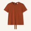 Tricou din bumbac cu detaliu panglică Tricou din bumbac cu detaliu panglică