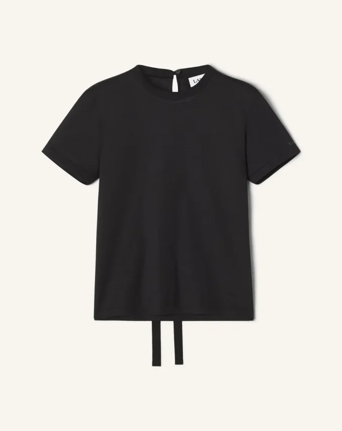 Tricou din bumbac cu detaliu panglică Tricou din bumbac cu detaliu panglică