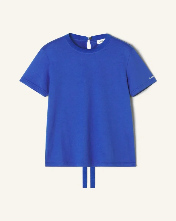 Tricou din bumbac cu detaliu panglică Tricou din bumbac cu detaliu panglică