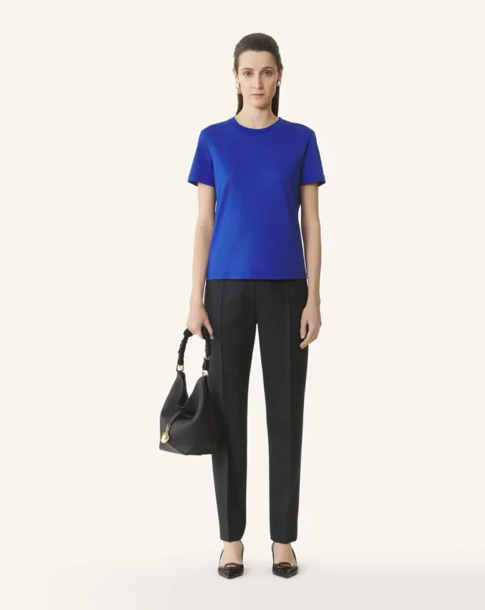 Tricou din bumbac cu detaliu panglică Tricou din bumbac cu detaliu panglică