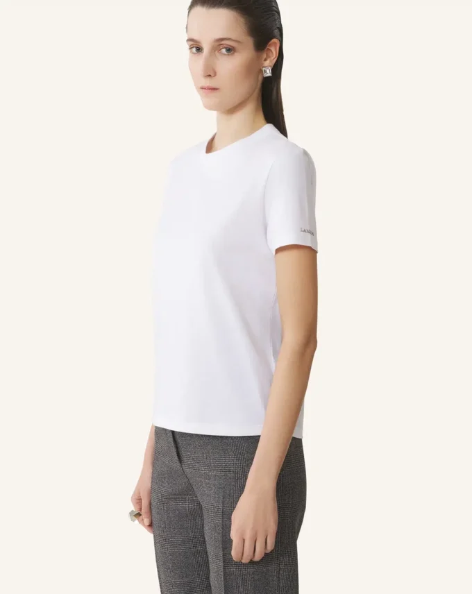 Tricou din bumbac cu detaliu panglică Tricou din bumbac cu detaliu panglică