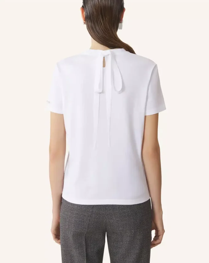 Tricou din bumbac cu detaliu panglică Tricou din bumbac cu detaliu panglică
